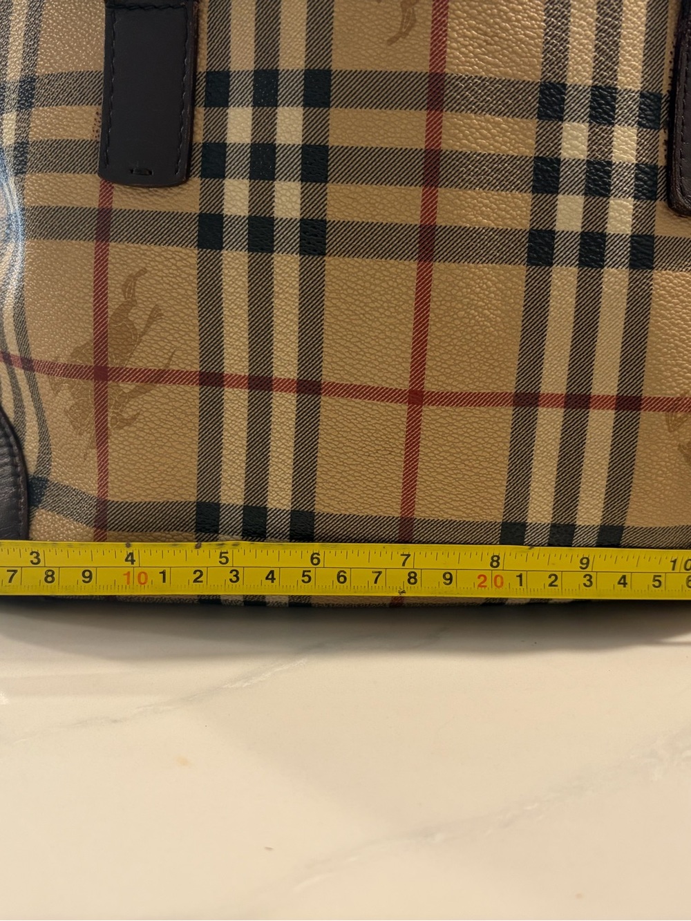 Authentic Burberry Canvas Tote Bag with Brown Trim - Picture 7 of 9